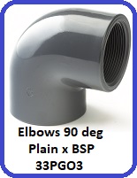  Elbows 90 deg Plain x BSP Threaded 33PGO3