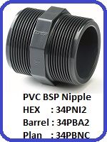 THREADED PVC NIPPLE 34PNI2 34PBA2 34PBNC