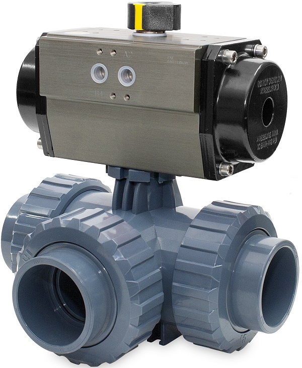 PVC Horiz 3 way Ball Valve Actuated