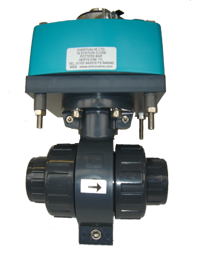  1" PLN SOCKETS PVC BALL VALVE EPDM SEALS WITH SPRING BACK ACTUATOR 240V AC